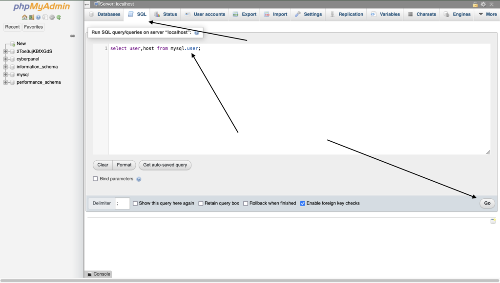 list users in mysql