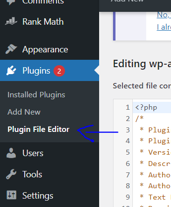 disable file editing in wordpress dashboard