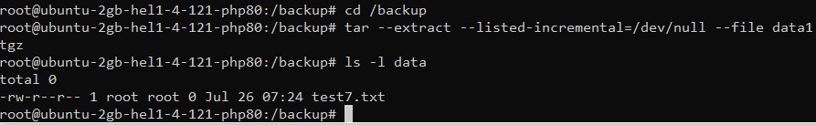 Perform the restoration of the backup using Tar Incremental Backup